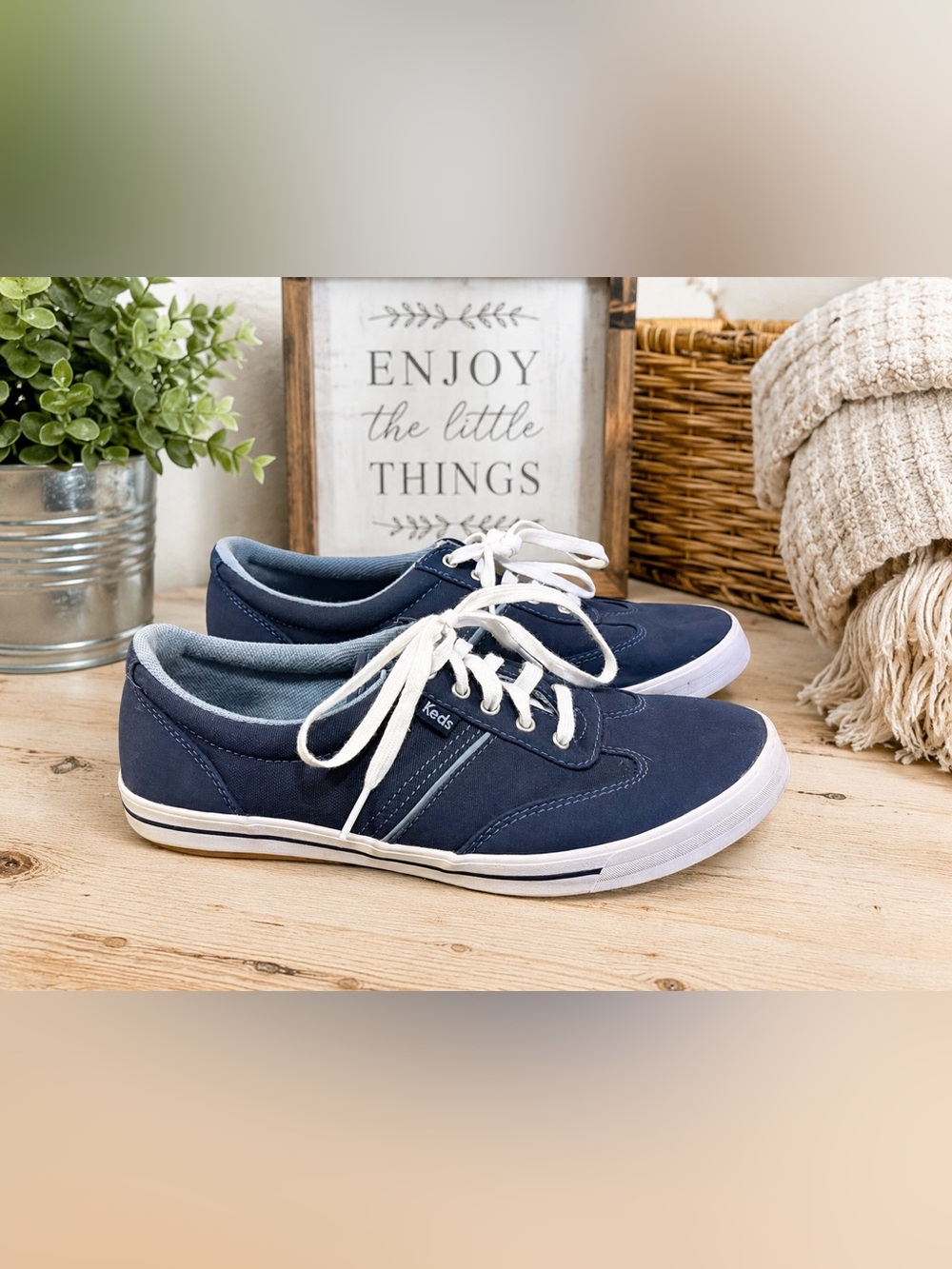 Keds Women's Blue Canvas Lace-Up Sneakers Casual Shoes Size 7.5 US W556575
